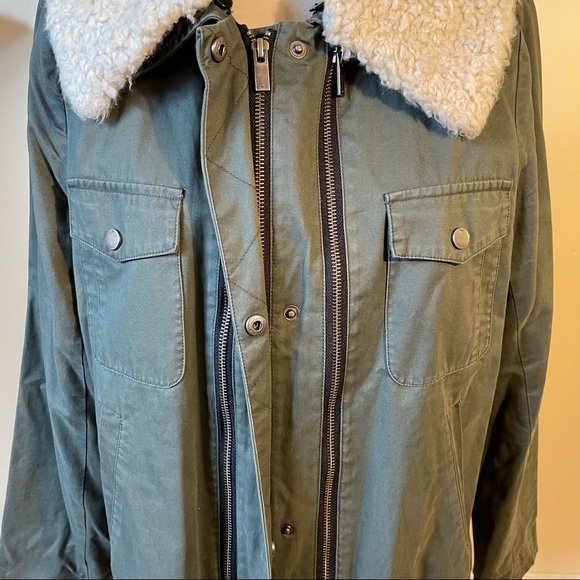 MARCS | Khaki Jacket with zip detail and removable collar | size 12 - Picture 6 of 11